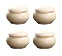 Blausky 1 verre en céramique avec couvercle, polyvalent, petit bocal, sucrier, mini boîte à café pour le stockage et le remplissage pour gloss à lèvres, café, sucre, thé, épices, beige, 6,2 x 4,5 cm