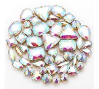Blausky Lot de 100 strass à coudre dans monture à griffes - Facette - Strass à dos plat - Strass en verre - Pierres précieuses - Strass en cristal avec trou - Pour vêtements, chaussures, sac