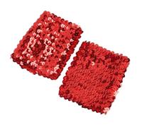 Blausky Lot de 2 paires de bracelets élastiques à paillettes, 10 x 7 cm, pour femme, avec paillettes, brillants, pour fête, carnaval, cosplay, rouge