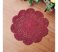 Blausky Lot de 2 sets de table ronds brodés, napperons au crochet, napperons en dentelle, sets de table à petit crochet, chemin de table en coton, sous-verres, nappes pour tasses, bols, assiettes