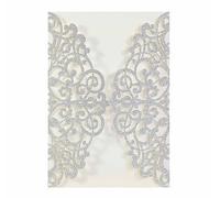 Blausky Lot de 20 cartes d'invitation à paillettes avec enveloppes pour mariage - Élégantes - En papier - Avec nœud en satin - Pour fête - Argenté