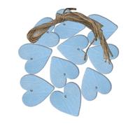 Blausky Lot de 20 cœurs en bois de 4 cm avec trou pour le bricolage, en forme de cœur, pendentif en bois avec corde de chanvre, pour étiquettes cadeaux, tapisseries faites à la main, livre d'or bleu