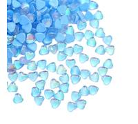 Blausky Lot de 20 strass en forme de cœur à dos plat - 8 mm - En verre - Décoration en forme de cœur - Strass en cristal à coller - Pour la fabrication de bijoux, le nail art, le scrapbooking - Bleu