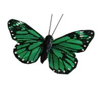 Blausky Lot de 24 papillons décoratifs 3D - Naturels - Plumes - Papillon - Décoration d'Halloween pour bricolage - Serre-tête - Sticker mural - Décoration d'intérieur - Vert