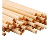 Blausky Lot de 30 bâtonnets ronds en bois massif pour bricolage, arts, artisanat, modélisme, macramé, 6 mm x 50 cm