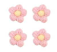Blausky Lot de 30 fleurs en fil à coudre - Petites fleurs tricotées - Décoration de fleurs au crochet - Mini écussons brodés - Pour bricolage, artisanat, vêtements, accessoires de cheveux - Rose
