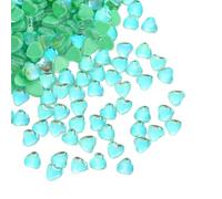 Blausky Lot de 30 strass en forme de cœur à dos plat - 6 mm - En verre - Décoration en forme de cœur - Strass en cristal à coller - Pour la fabrication de bijoux, le nail art, le scrapbooking - Vert