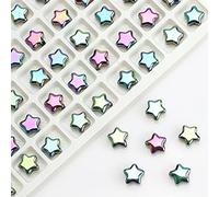 Blausky Lot de 50 perles en verre de 8 mm avec trou - Étoile colorée à enfiler - Petites perles d'espacement en vrac - Pour bijoux DIY - Porte-clés - Multicolore