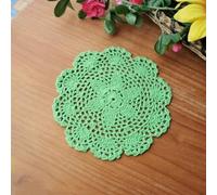 Blausky Lot de 6 sets de table ronds brodés - En dentelle - Petits crochets - En coton - Pour tasses, bols, assiettes, vases - 20 cm - Vert fruit