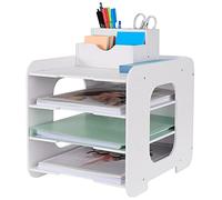 BlayaAdd Bac à courrier - Organiseur de bureau - Porte-documents A4 - Pour la maison, le bureau, l'école (4 niveaux)