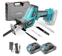 blayram Scie sabre sans fil 21V, vitesse variable 0-3000 SPM, scie récipro avec 2 batteries de 2,0 Ah et chargeur, 4 lames de scie pour couper le PVC/bois/métal