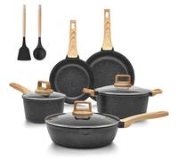BLAZANT Lot de 10 casseroles à induction en granit avec couvercle anti-adhésif pour tous types de cuisinières, sans PFAS