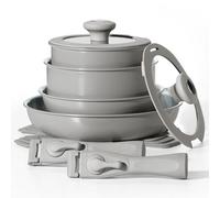 BLAZANT Lot de 14 casseroles et poêles en céramique antiadhésives, avec poignée amovible, batterie de cuisine à induction pour plaque à induction, ensemble de cuisine de camping-car, passe au four