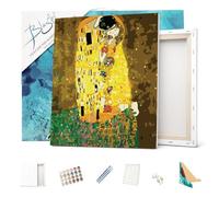 BlazArt Peinture par numéro Adulte avec Cadre 40x50 cm débutants | Kit complet prêt à l’emploi et à accrocher | DIY anti-stress | Marque française peinture numero - Oeuvres (Gustav Klimt Le Baiser)