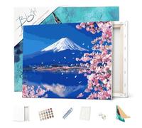 BlazArt Peinture par numéro Adulte avec Cadre 40x50 cm débutants | Kit complet prêt à l’emploi et à accrocher | DIY anti-stress | Marque française peinture numero - Paysage (Japon Mont Fuji)