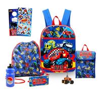 Blaze and the Monster Machines Sac à dos avec boîte à déjeuner pour enfants - Lot de 5 pièces avec sac à dos de 40,6 cm, sac à déjeuner, porte-crayon, autocollants, plus | Blaze and the Monster