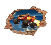 Blaze et les machines monstres Art Sticker mural pour chambre d'enfant, 3D Anime Cartoon DIY Autocollant auto-adhésif amovible Décor de fond