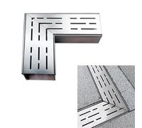 Blazea Caniveau Exterieur Caniveau de Drainage d'angle à 90 Degrés, Accessoires de Caniveau en Acier Inoxydable Robuste, Tuyau de Drainage de 25 X 25 cm et Grille pour Allée de Jardin(10x5cm(4x2))