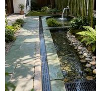 Blazea Caniveau Exterieur Caniveau de Jardin Étroit, Kit de Caniveau Noir de 1 m avec Grille, Allée de Jardin, Douche de Garage, Caniveau de Drainage, Acier Inoxydable 304(10x5cm(4x2))