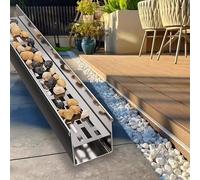 Blazea Caniveau Exterieur Système de Caniveau de Terrasse pour Remplissage de Galets, Grille de Drainage pour Caniveau de Sol Extérieur, en Forme de U, Robuste, pour Béton(10x5cm(4x2))