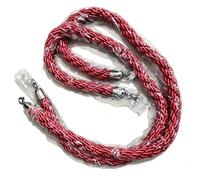 Blazea Corde de Barrières Cordes de Guidage en Velours Rouge pour Fêtes, 2 Barrières Sécurité pour Événements avec Crochets Polis, Séparation File D'attente Mousse(Braided-Silver Hook,1.2m/4ft)
