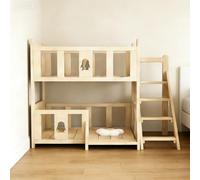 Blazea Lit Superposé pour Chien en Bois Massif, À Placer Près du, Meuble pour Peu Encombrant, Lits Superposés pour Chats avec Escalier(M)