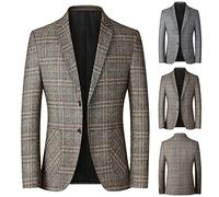 Blazer à carreaux pour homme - Veste de sport en tweed à double boutonnage - Veste décontractée - Veste de bar Mitzvah - Veste patchwork britannique avec 2 boutons - Coupe régulière, jaune, L