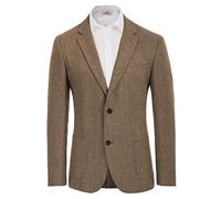 Blazer à chevrons en tweed britannique en laine mélangée, veste de sport, café, Taille M
