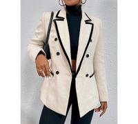 Blazer À Liseré Contrastant À Bouton Vêtements De Travail L,M,S,XL,XS,XXLUnicoloreÉtoffe