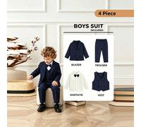 Blazer à manches longues avec faux poches et revers, pantalon simple à taille élastique avec boutons, porteur d'alliances, fêtes d'anniversaire, soirées, représentations 6-9M,9-12M,12-18M,18-24M,2-3YU