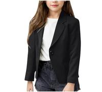 Blazer à manches longues pour fille - Veste de costume formelle crantée décontractée ouverte sur le devant - Blazer d'école, fête, festival, bal de fin d'année, manteaux pour enfants de 5 à 14 ans