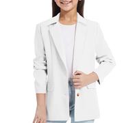 Blazer à manches longues pour filles - Veste de costume formelle ouverte sur le devant pour enfants - Blazer à revers - Veste décontractée pour l'école, les fêtes, les festivals, les bals de fin