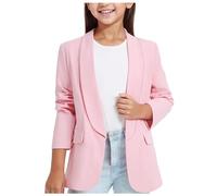 Blazer à Manches Longues pour Filles Veste de Costume Formelle Ouverte sur Le Devant pour Enfants Blazer à Revers Veste décontractée pour l'école, Les fêtes, Les Festivals, Les bals de Fin