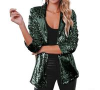 Blazer à paillettes brillantes pour femmes pour des tenues d'automne élégantes et des soirées de fête (S vert foncé)
