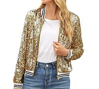 Blazer à Paillettes pour Femme Style décontracté à Manches Longues à Sequins Cardigan Haut Tops Brillantes Manteau Fête Clubwear pour Disco Soirée Mode Jacket
