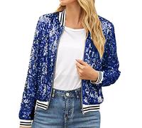 Blazer à Paillettes pour Femme Style Décontracté Manches Longues à Sequins Cardigan Haut Tops Brillantes Manteau Fête Clubwear pour Disco Soirée Devant Ouvert Jacket