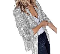 Blazer à Paillettes pour Femme Style Décontracté Manches Longues Sequins Cardigan Haut Tops Brillantes Manteau Fête Clubwear pour Disco Soirée ÉLéGant Outwear