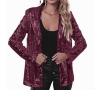 Blazer à paillettes scintillantes pour femme pour un look tendance dans des environnements décontractés et de fête (XXXL bordeaux)