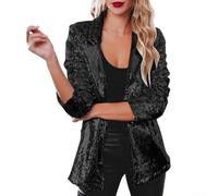 Blazer à paillettes scintillantes pour femme pour un look tendance dans des tenues décontractées et de fête (taille S, noir)