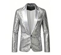 Blazer brillant à manches longues avec col cranté et un seul bouton pour hommes, convient pour le bar, la boîte de nuit, la performance sur scène Ce lien ne vend que des blazersL,M,S,XL,XXLUnicolorePo