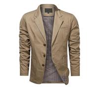 Blazer cargo décontracté pour homme - Veste tactique militaire boutonnée - Pour le travail et le sport - Manteau décontracté à revers pour homme, kaki, L