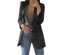 Blazer Classique Long Blazer Femme Manches Longues Casual Revers OL Business Veste de Costume Devant Ouvert Manteau Cardigan Blazer Jacket avec Poches Tailleur Femme Chic