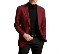 Blazer coréen à manches longues pour homme - Coupe ajustée - Pour marié, mariage et usage quotidien - Rouge