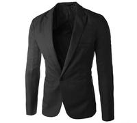Blazer coupe ajustée pour homme en tissu polyester de couleur unie conçu pour les loisirs quatre saisons (XXL noir)