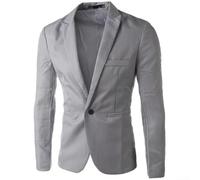 Blazer coupe ajustée pour homme en tissu polyester de couleur unie conçu pour les loisirs quatre saisons (XXXL gris)