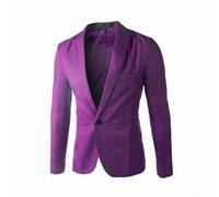 Blazer coupe ajustée pour homme en tissu polyester de couleur unie conçu pour les loisirs quatre saisons (XL violet)