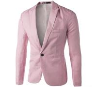 Blazer coupe ajustée pour homme en tissu polyester de couleur unie conçu pour les loisirs quatre saisons (XXL rose)