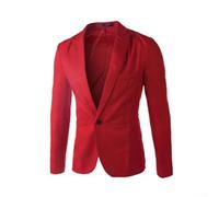 Blazer coupe ajustée pour homme en tissu polyester de couleur unie conçu pour les loisirs quatre saisons (M rouge)