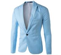Blazer coupe ajustée pour homme en tissu polyester de couleur unie conçu pour les loisirs quatre saisons (XXL, bleu clair)