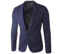 Blazer coupe ajustée pour homme en tissu polyester de couleur unie conçu pour les loisirs quatre saisons (M bleu)